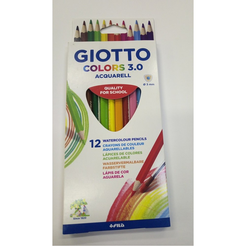 ΞΥΛΟΜΠΟΓΙΕΣ ΑΚΟΥΑΡΕΛΑΣ COLORS 3.0 12ΤΕΜ GIOTTO