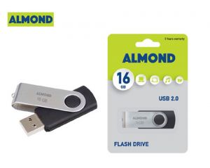 USB FLASH TWISTER ΜΑΥΡΟ ALMOND 16GB 