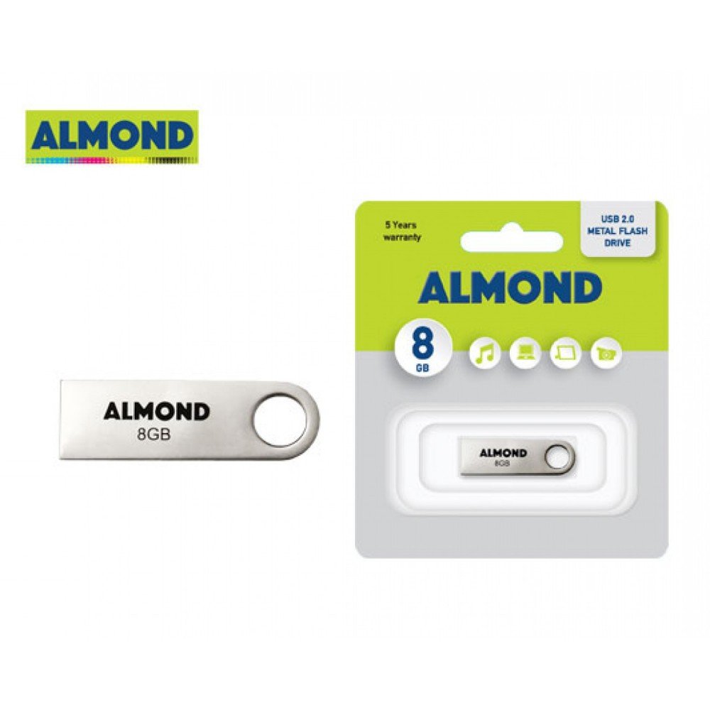 USB FLASH DRIVE ALMOND 8GB ΜΕΤΑΛΛΙΚΟ MINI